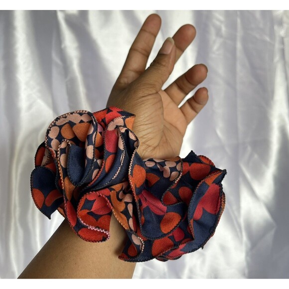 New Women Red Scrunchie Ruffled design Multicolor Polkadots - Picture 13 of 14